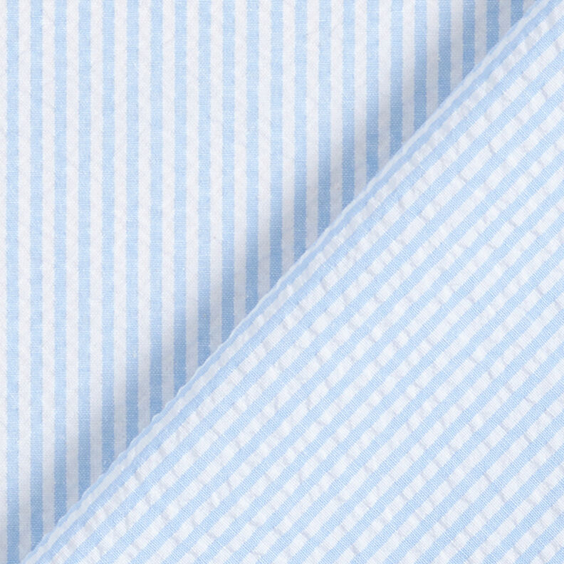 Seersucker Stripes Cotton Blend – light blue/offwhite,  image number 4