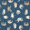 Cotton Jersey Sloths Practising Yoga – blue grey,  thumbnail number 1