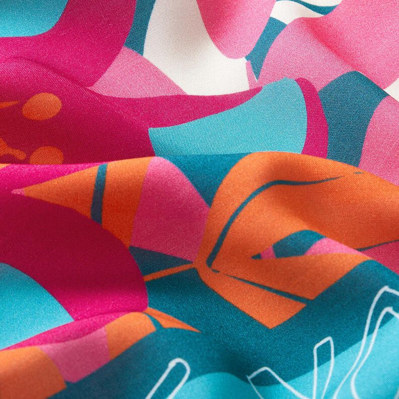 Viscose Voile large flower border design Panel – petrol, image number 6