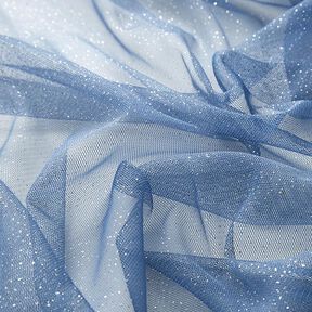 Royal Glitter Tulle – denim blue/silver | Remnant 80cm, 