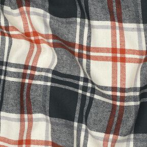 Cotton Flannel Check with herringbone pattern – blue-black/cream, 