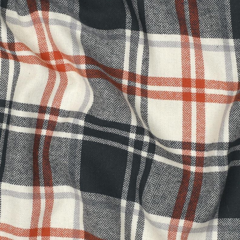 Cotton Flannel Check with herringbone pattern – blue-black/cream, image number 2