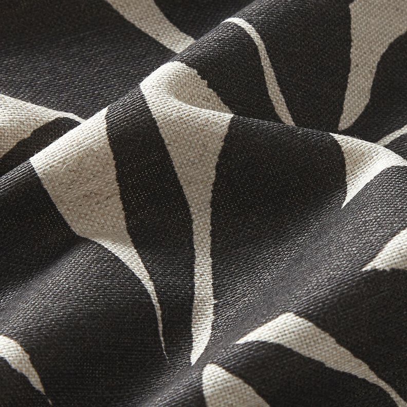 Decor Fabric Half Panama plain leaves – black/natural, image number 6