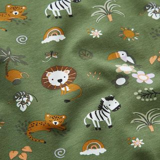 GOTS Cotton Jersey Cute Jungle Animals – pine, 