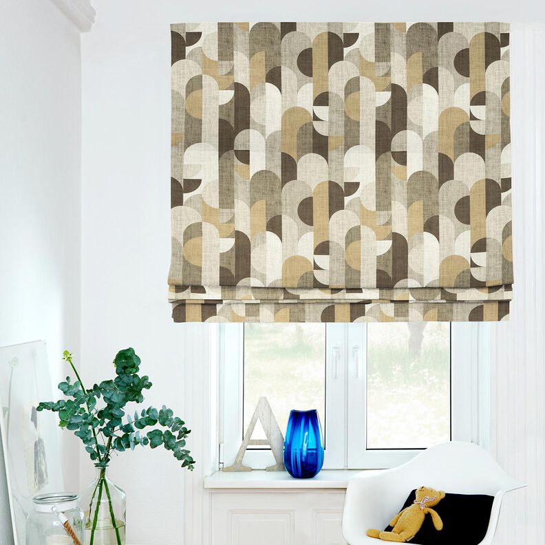 Blackout Fabric Abstract Arches – khaki/light taupe, image number 6