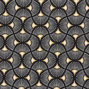 Decor Fabric Jacquard small fans – black/gold, 