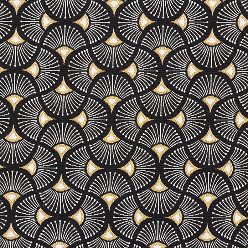 Decor Fabric Jacquard small fans – black/gold,  image number 1
