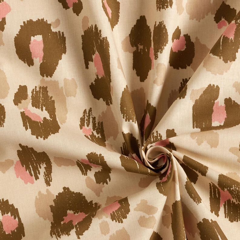 Cotton Poplin Leopard print – almond/dusky pink,  image number 3
