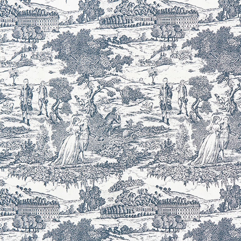 Half Panama Decor Fabric Toile de Jour – navy blue/offwhite,  image number 1