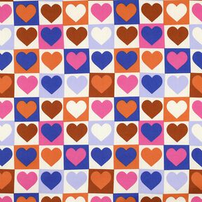 Cotton Poplin Diamond hearts | Poppy Fabrics – ivory/royal blue, 