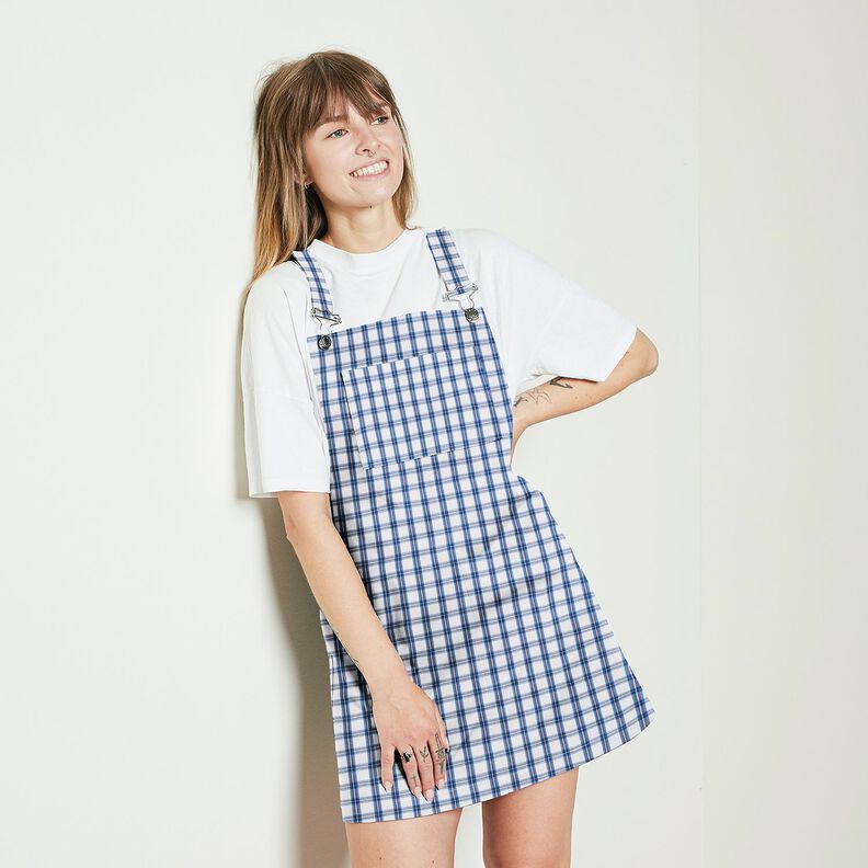 Cotton fabric shirt check – white/blue, image number 5