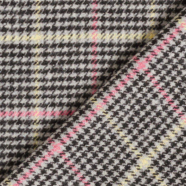 Houndstooth Plaid Coating Fabric with Glitter Effect – grey/black,  image number 4