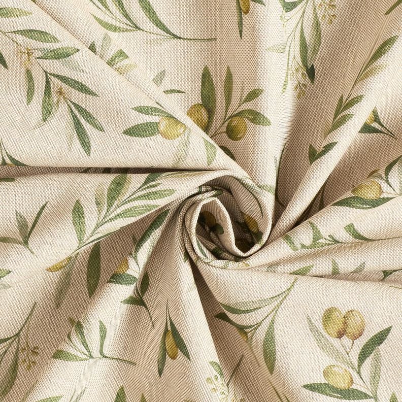 Decor Fabric Half Panama green olives – natural/pine,  image number 3
