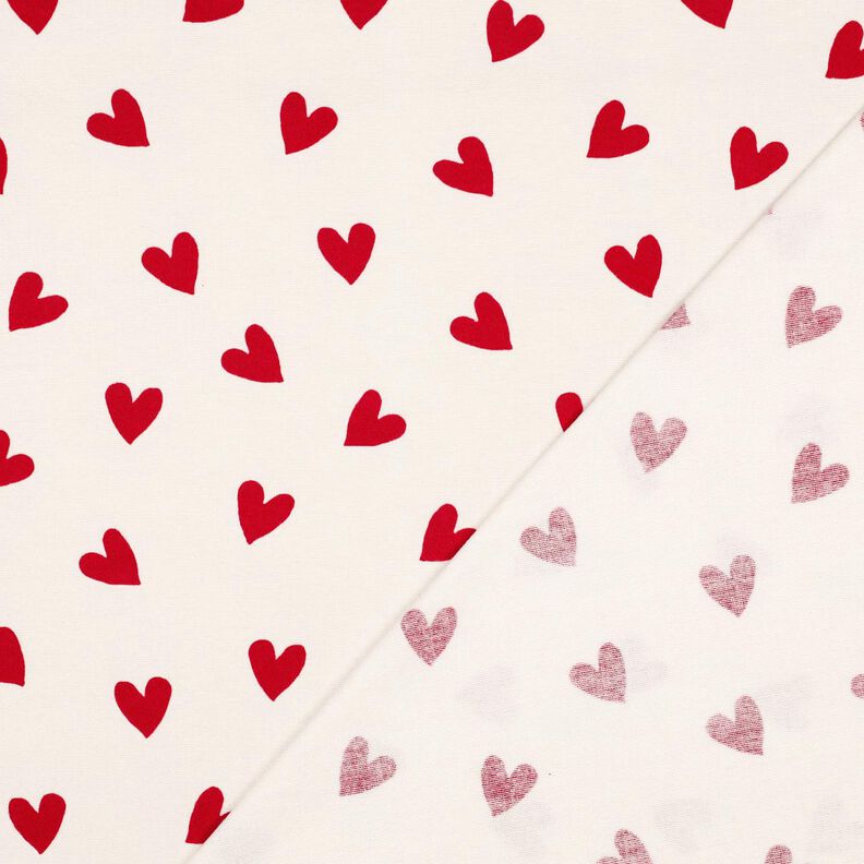 Cotton Flannel hearts | Poppy Fabrics – ivory/carmine,  image number 4