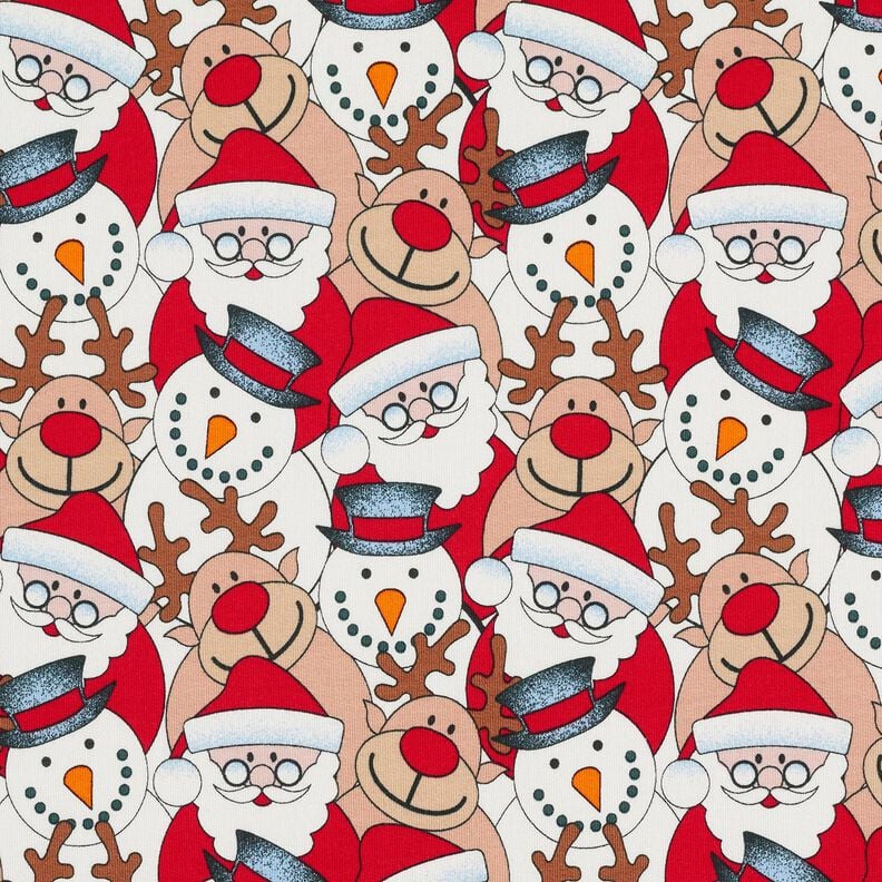 French Terry reindeer, Santa Claus and snowman – offwhite, image number 1