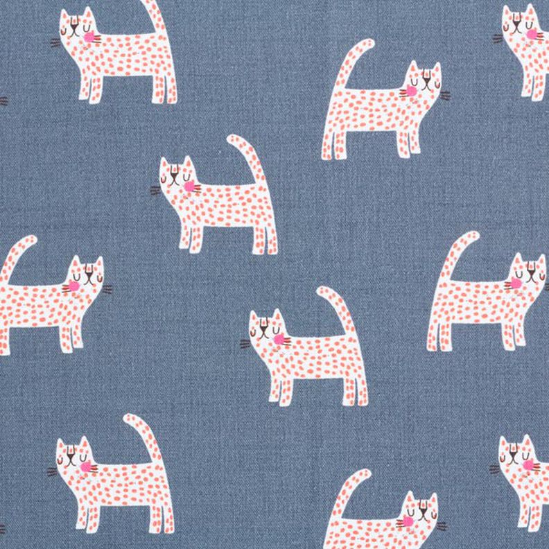 Decor Fabric Half Panama Cats – dark grey,  image number 1