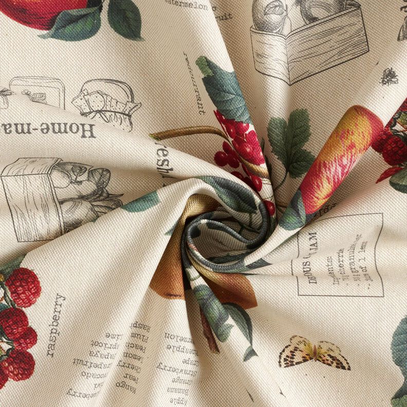 Decor Fabric Half Panama fruit varieties – natural/dark green,  image number 3