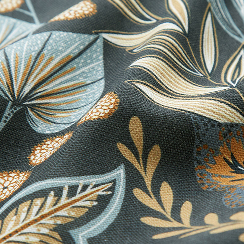 Decor Fabric Half Panama Paisley Leaves – blue grey,  image number 2