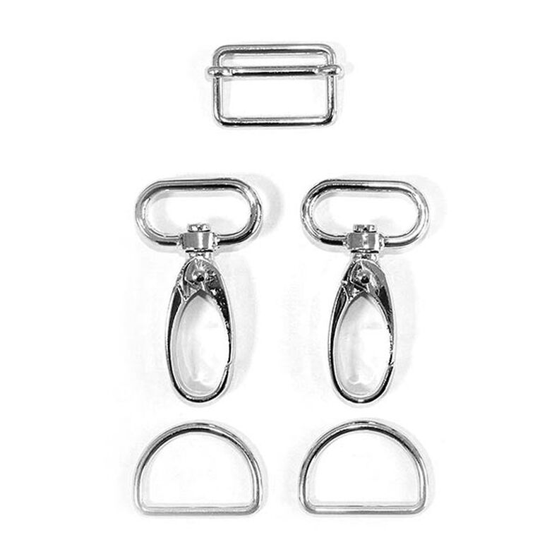 Bag Accessories Set [ 5-Pieces | 25 mm] – silver metallic,  image number 2