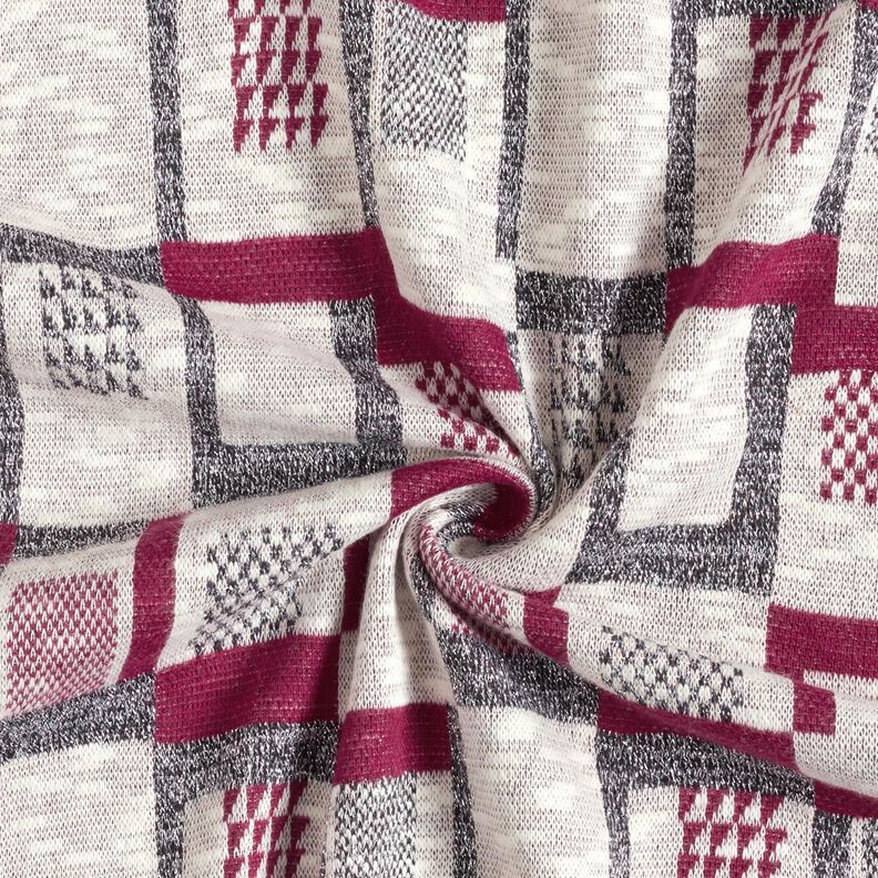 Knitted fabric graphic glitter pattern – berry/white,  image number 4