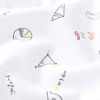 Cotton Poplin Maths – white, 