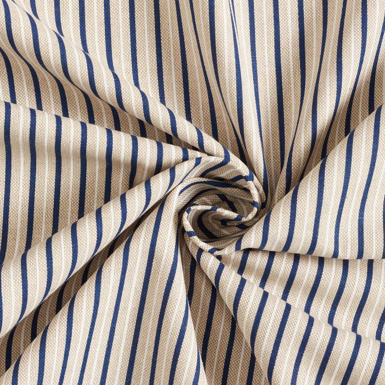 Decor Fabric Half Panama narrow nautical stripes – natural/navy blue,  image number 3