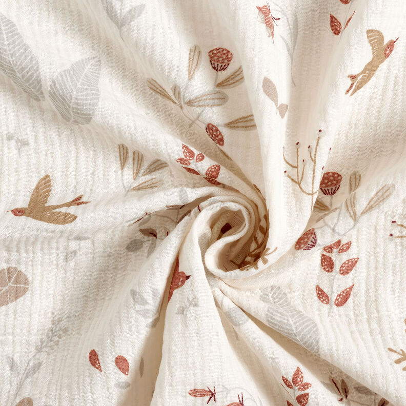 Double Gauze/Muslin Woodland Plants – offwhite,  image number 3
