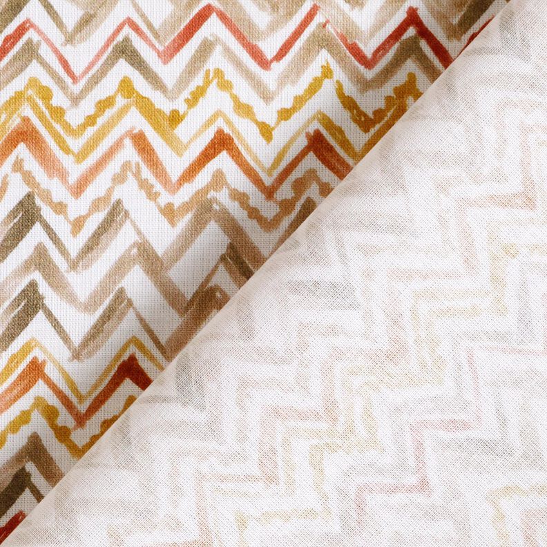 Cotton Poplin Brush stroke zigzag Digital Print – white/copper,  image number 4
