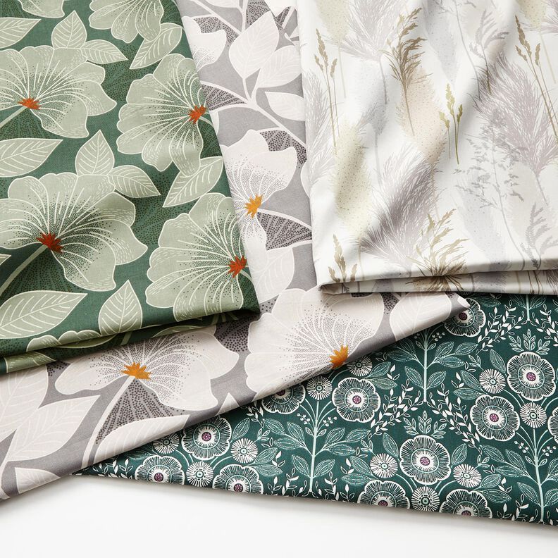 Decor Fabric Half Panama large flowers 280 cm – grey,  image number 5