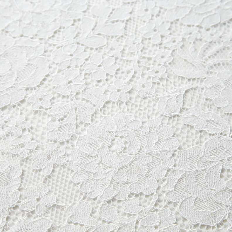 Floral motif fine lace fabric – white,  image number 4