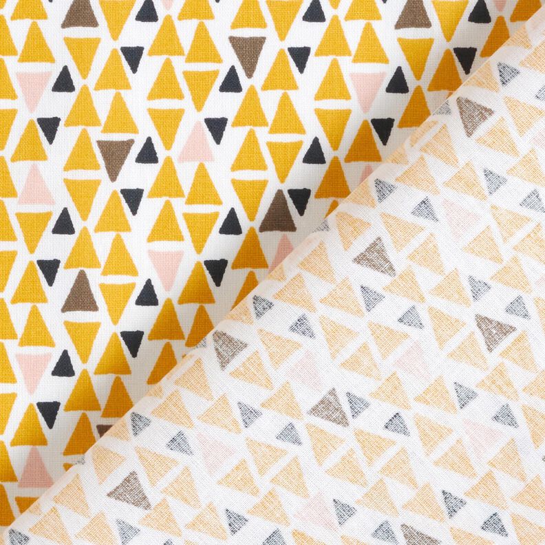 Cotton Cretonne Mini triangles – light pink/curry yellow,  image number 4