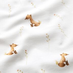 GOTS Cotton Jersey Fox in the Meadow Digital Print – ivory, 