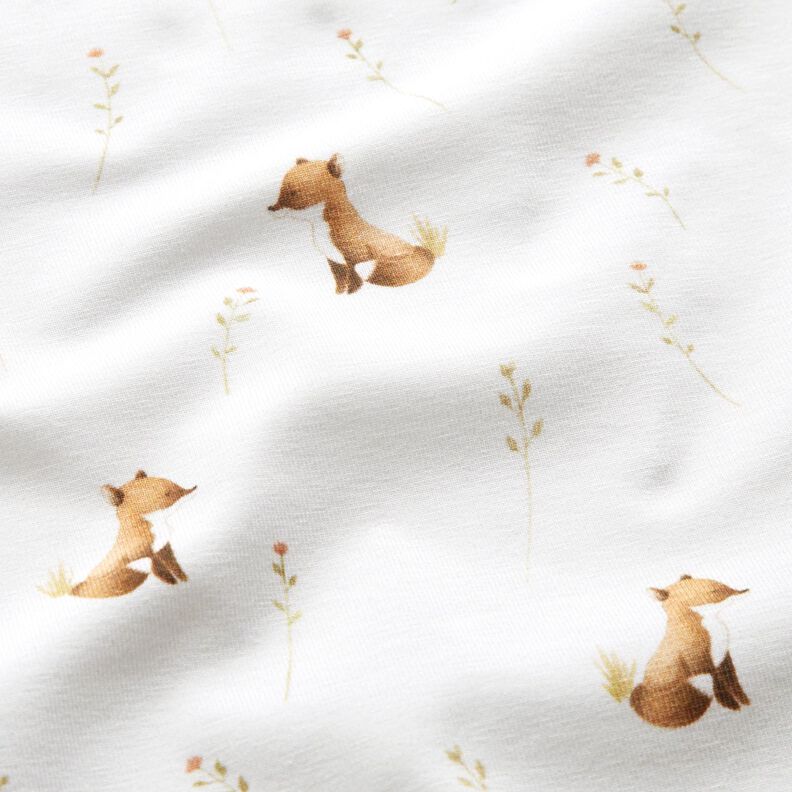 GOTS Cotton Jersey Fox in the Meadow Digital Print – ivory,  image number 2