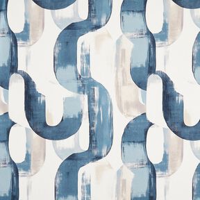 Decor Fabric Half Panama abstract chain – ivory/blue, 