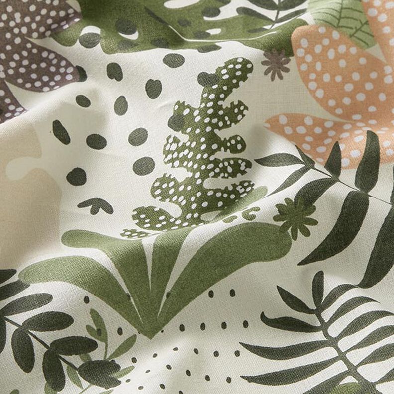 Cotton Cretonne Abstract Jungle Plants – white/green,  image number 2