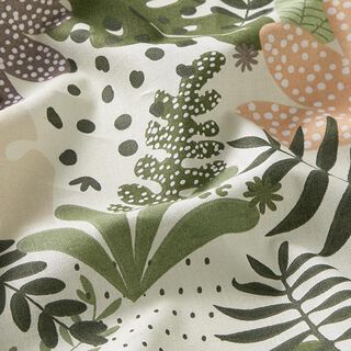 Cotton Cretonne Abstract Jungle Plants – white/green, 