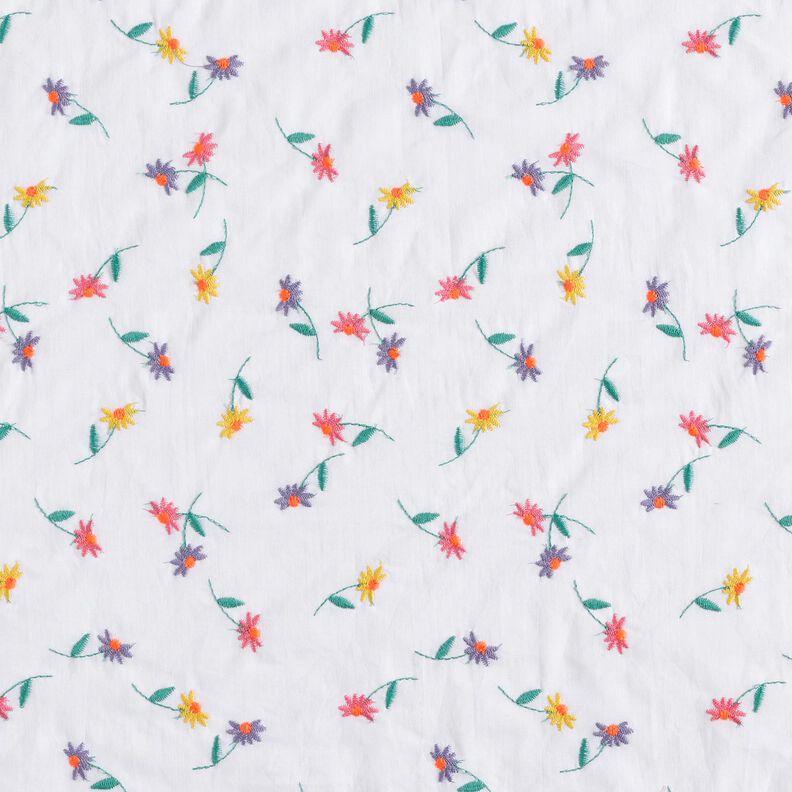 Fine Cotton Batiste embroidered flowers | Poppy Fabrics – white/neon orange,  image number 1