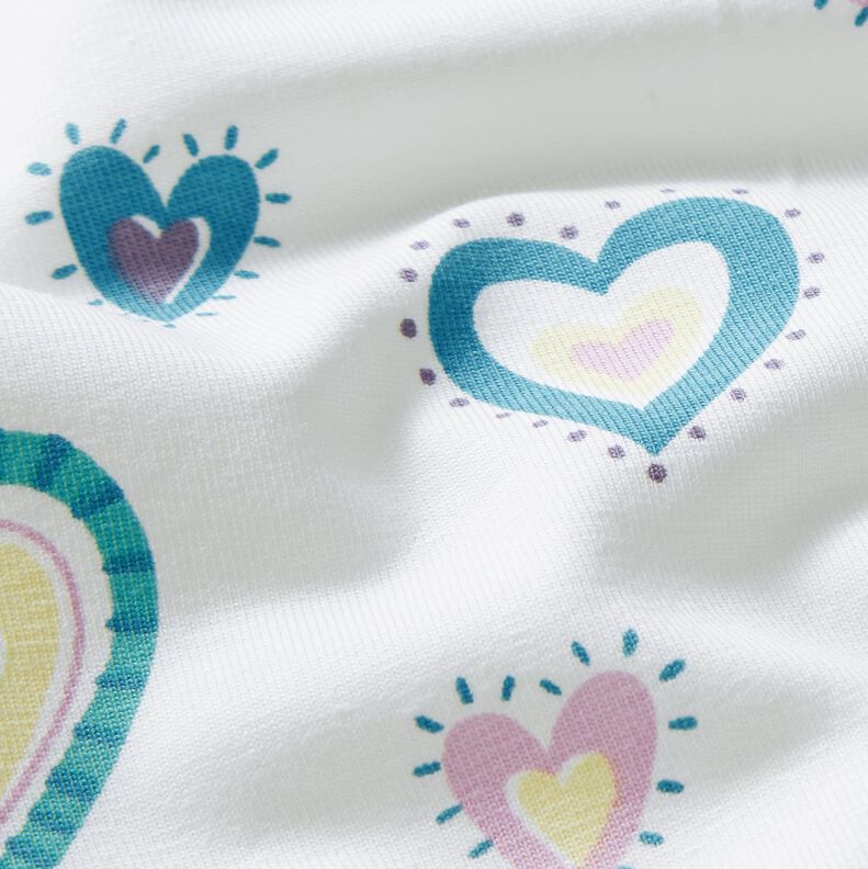 Cotton Jersey colourful hearts – ivory,  image number 2