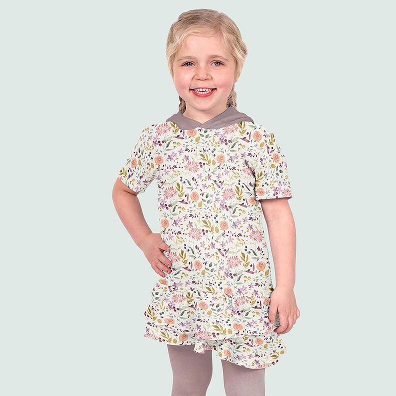 Double Gauze/Muslin Watercolour Floral Meadow Digital Print – cream,  image number 6