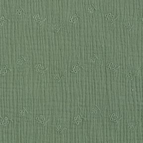Double Gauze/Muslin Broderie Anglaise flower tendrils – dark green, 
