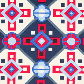 Retro Pattern Cotton Viscose Blend – blue/red, 