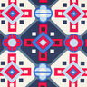 Retro Pattern Cotton Viscose Blend – blue/red,  thumbnail number 1