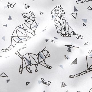 Poplin Origami Cats  – white/black, 