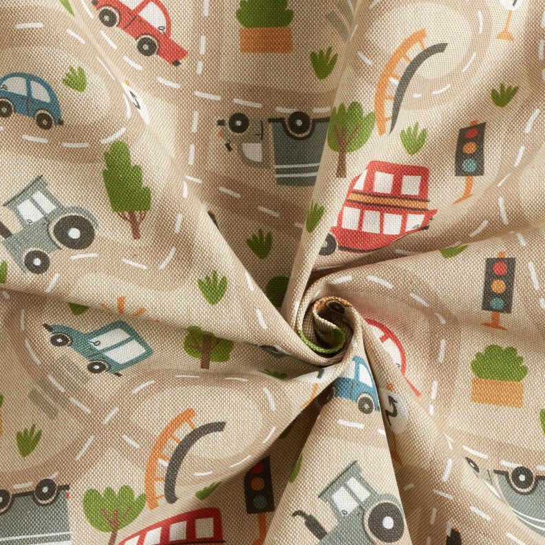 Decor Fabric Half Panama play street – natural/light olive | Remnant 50cm,  image number 3