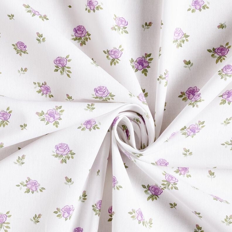 Cotton Poplin Delicate Roses – lavender/white,  image number 3