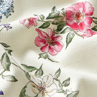 Panama stretch big flowers – cream/intense pink, 
