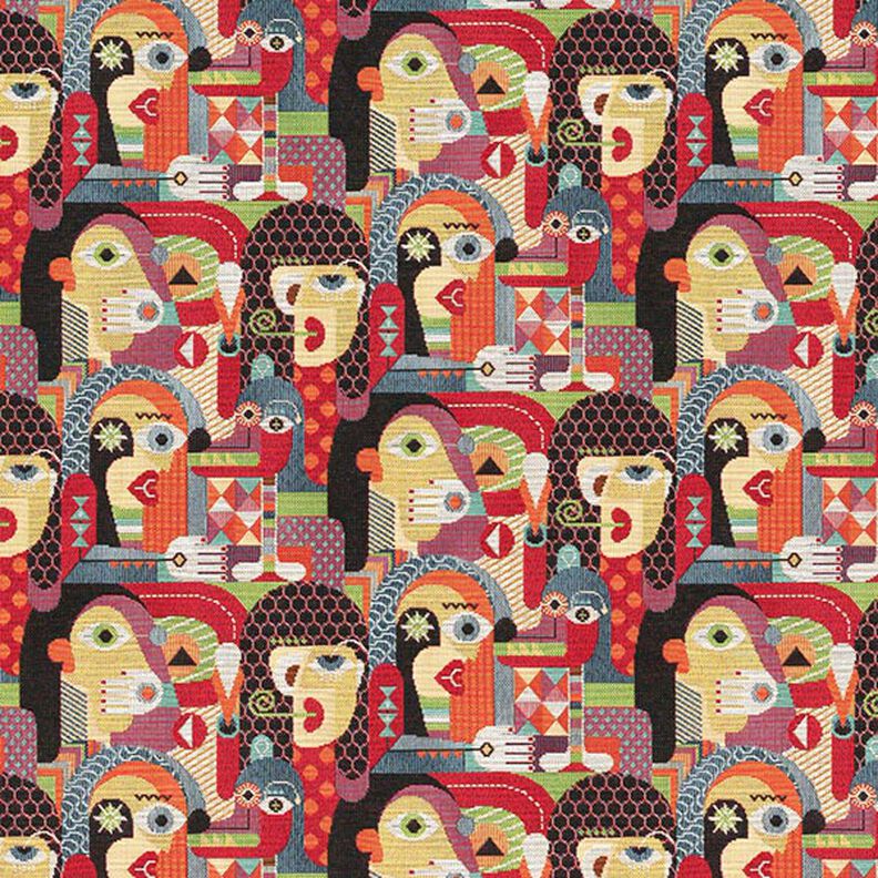 Abstract Faces Decor Tapestry Fabric – black,  image number 1
