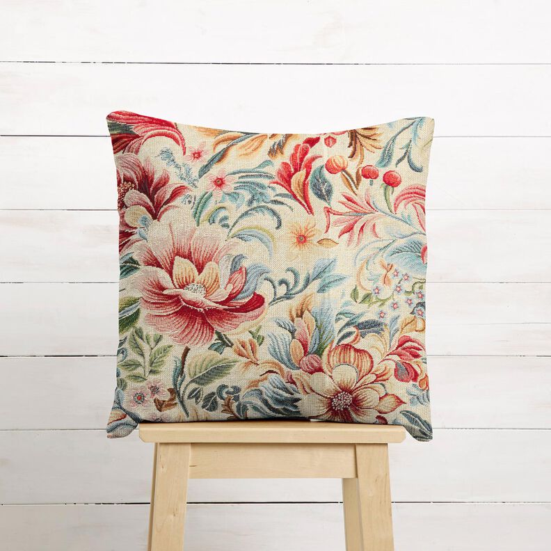 Decor Fabric Tapestry Fabric dreamy flowers – light beige/red, image number 6