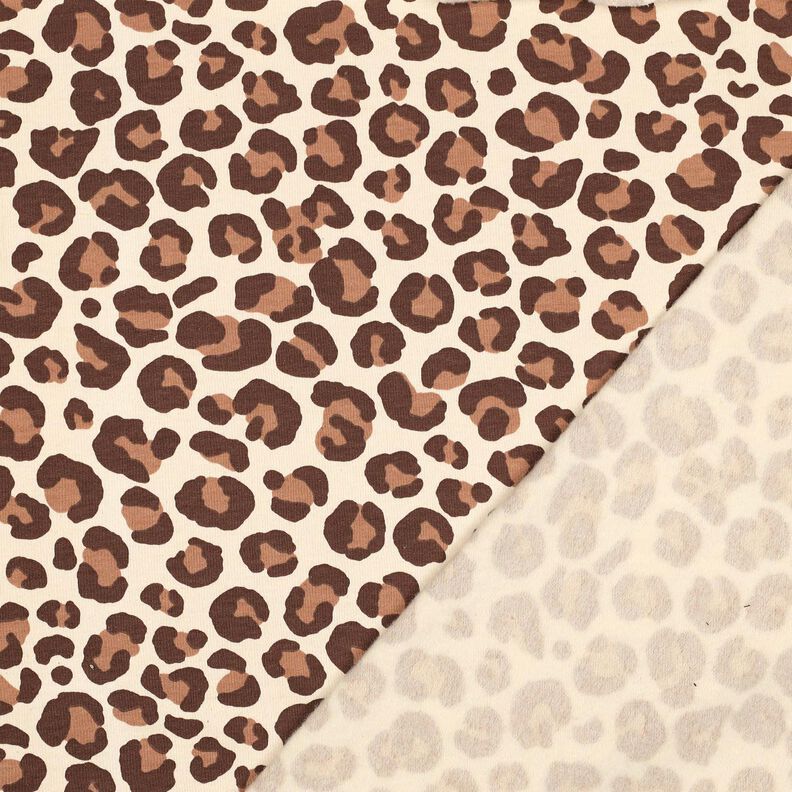 Brushed Sweatshirt Fabric leopard print | Poppy Fabrics – cream/dark brown, image number 4