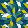 Decorative Panama fabric Colourful leaves – petrol,  thumbnail number 1